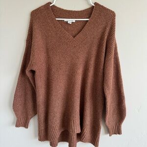 American Eagle Outfitters Warm Brown V-Neck Sweater